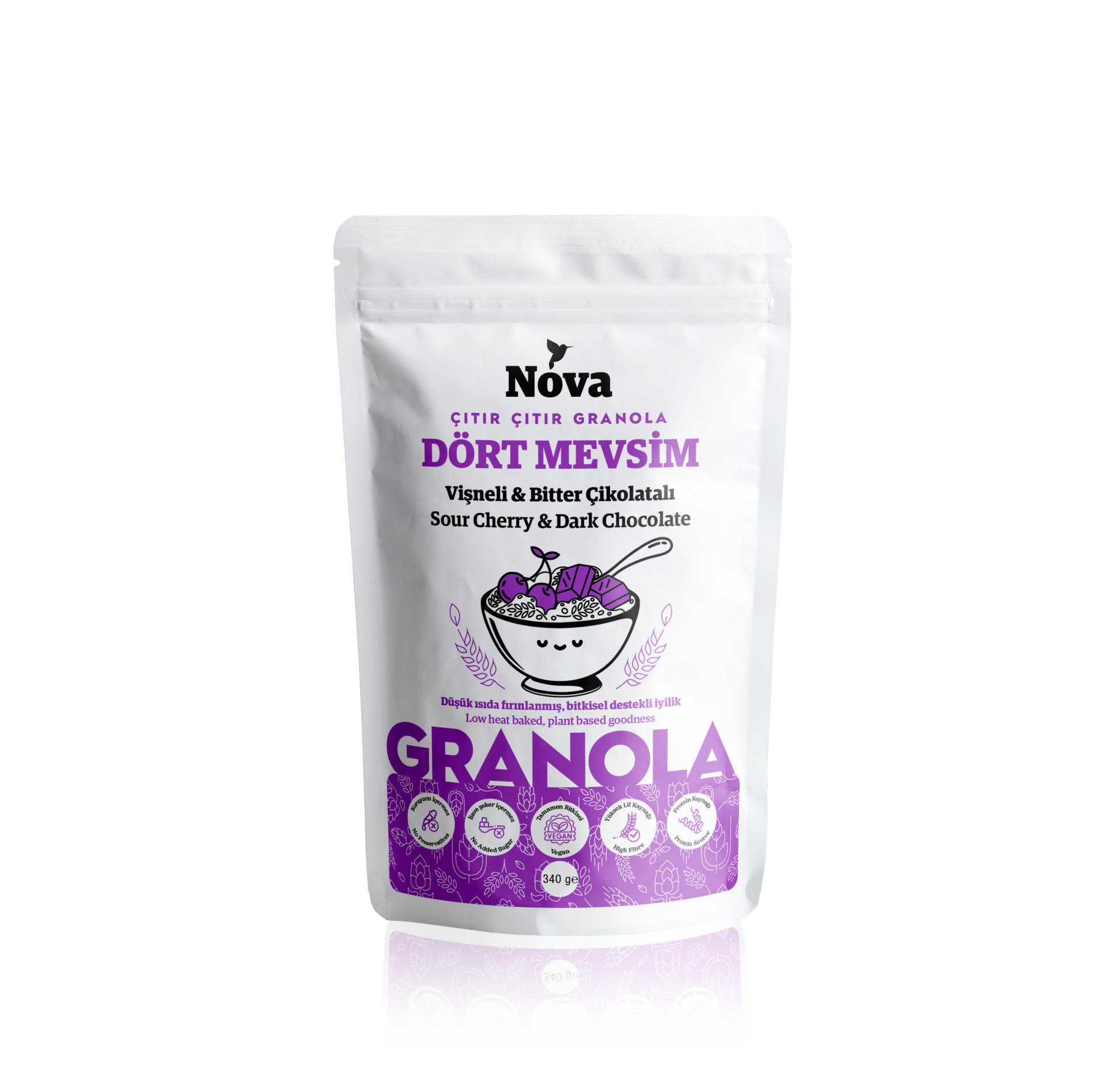 Dört Mevsim- Bitter Çikolatalı ve Vişneli Granola - 340 Gr.