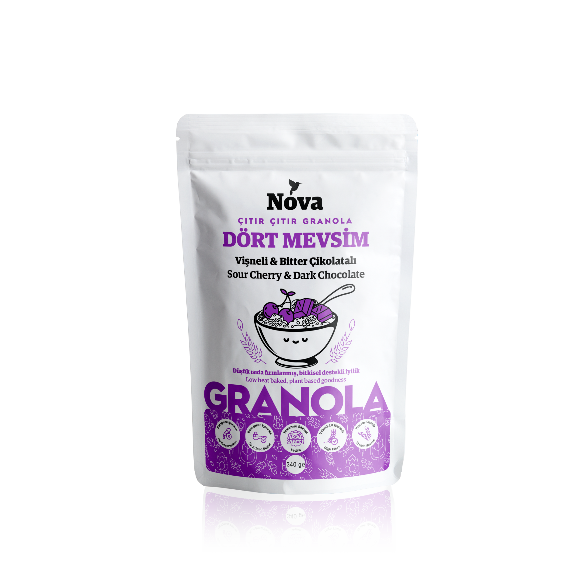 Dört Mevsim- Bitter Çikolatalı ve Vişneli Granola - 340 G.