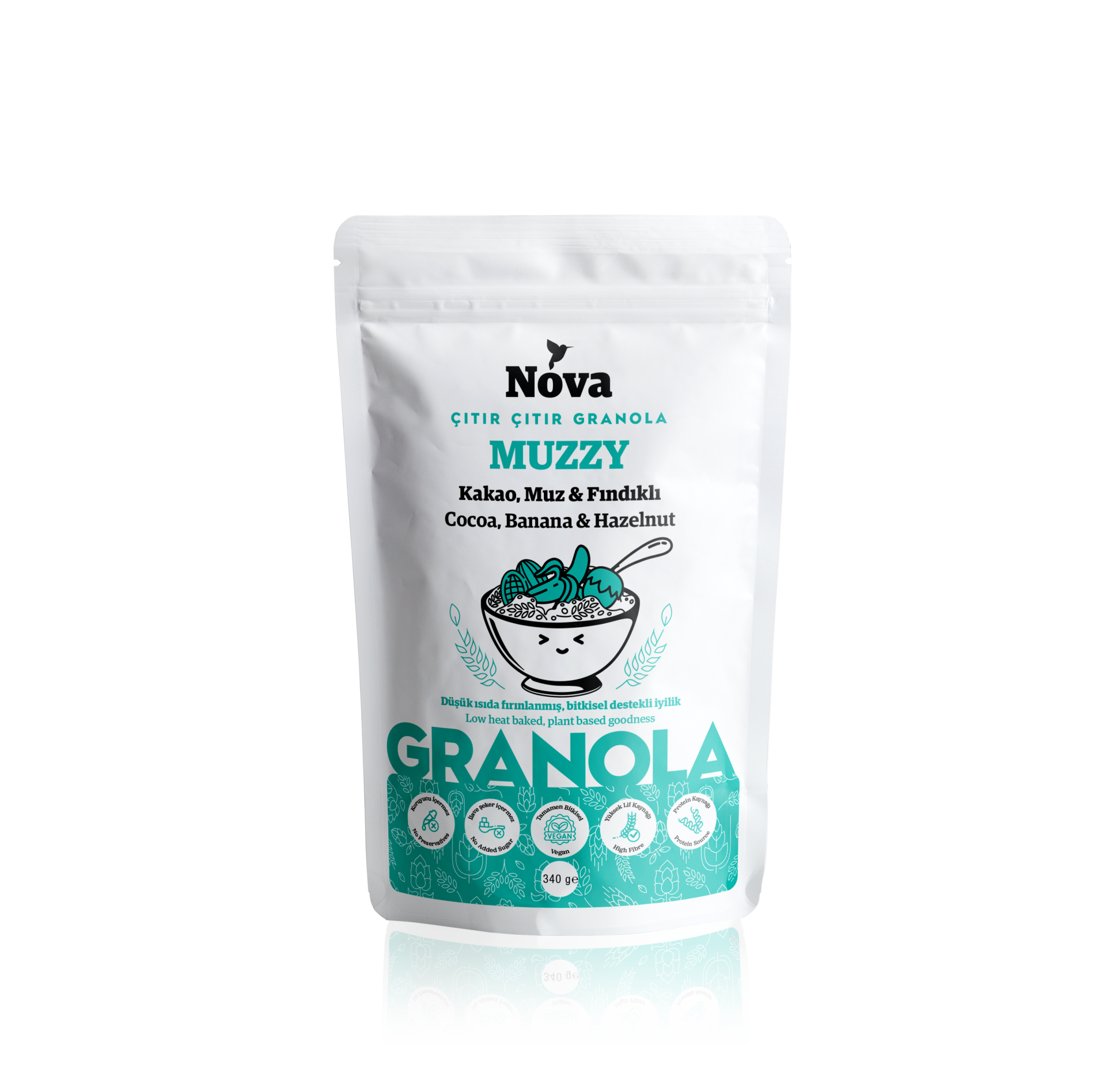 ''Muzzy'' Kakao, Muz ve Fındıklı Granola - 340 Gr.