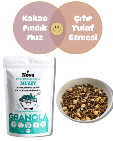 ''Muzzy'' Kakao, Muz ve Fındıklı Granola - 340 G.