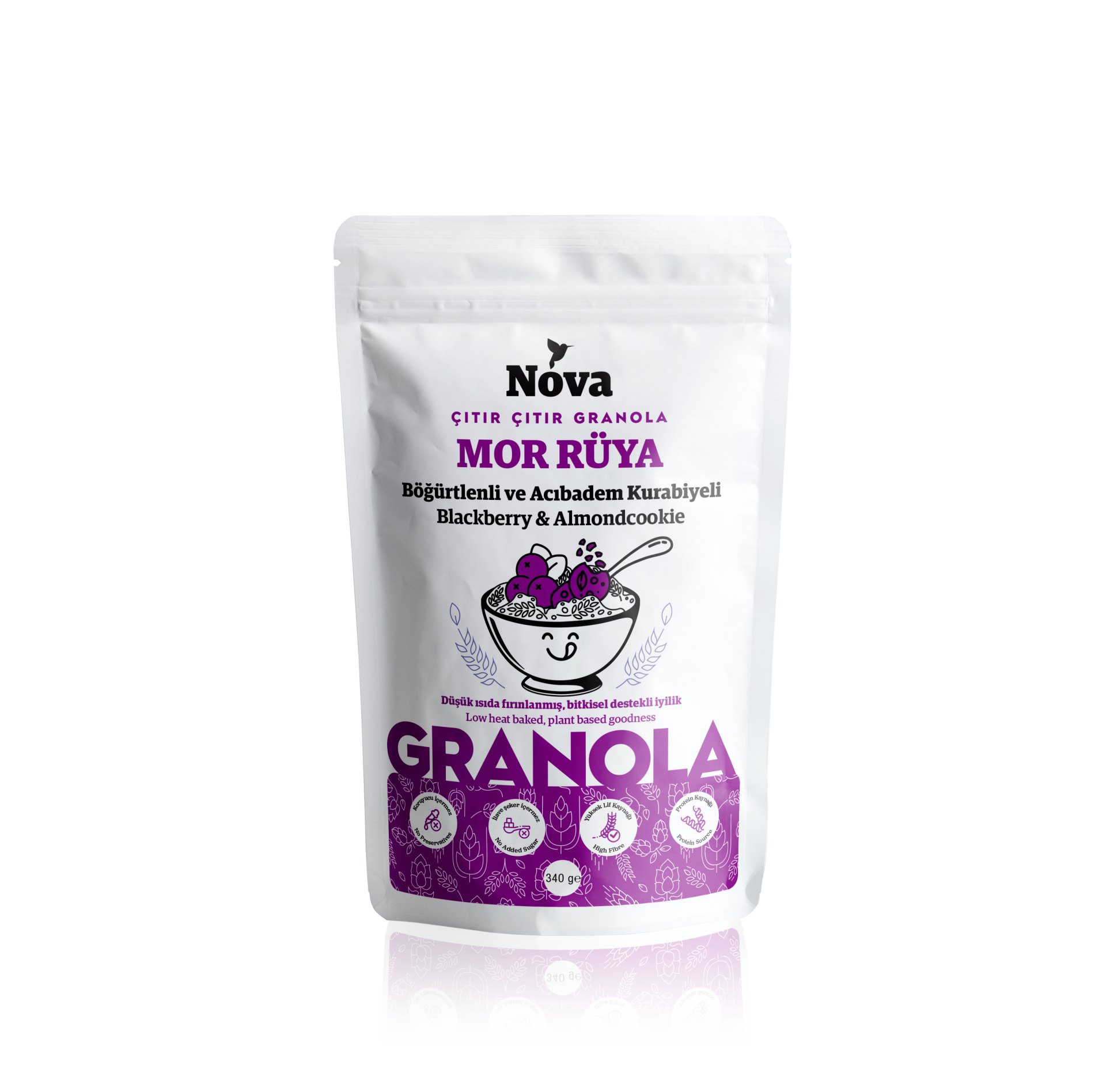 ''Mor Rüya'' Böğürtlenli ve Acıbadem Kurabiyeli Granola - 340 Gr.