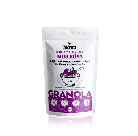 ''Mor Rüya'' Böğürtlenli ve Acıbadem Kurabiyeli Granola - 340 Gr.