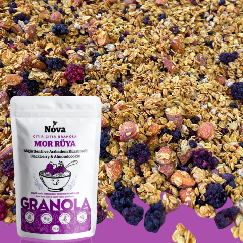 ''Mor Rüya'' Böğürtlenli ve Acıbadem Kurabiyeli Granola - 340 G.
